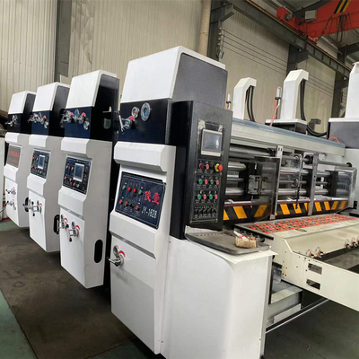 Impresora acanalada de Flexo del cartón del control del PLC del ISO con ranurar el apilador que corta con tintas