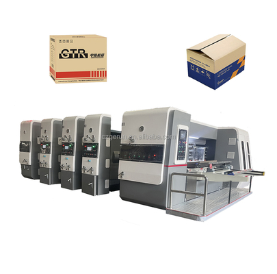 Máquina rotatoria de la fabricación de cajas de los colores automáticos completos 1-6 con la impresión de la máquina que corta con tintas que ranura