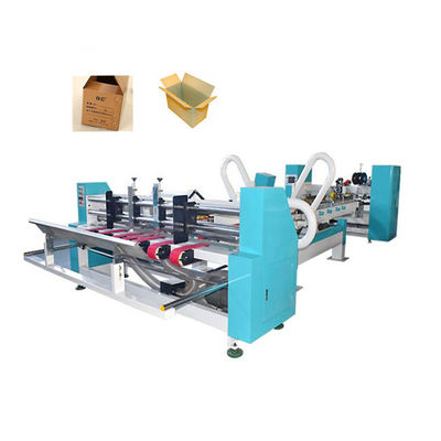 Máquina automática duradera para hacer cajas de cartón corrugado, encoladora y cosedora, con garantía de 3 años y control Delta PLC para alimentación estable por succión de vacío